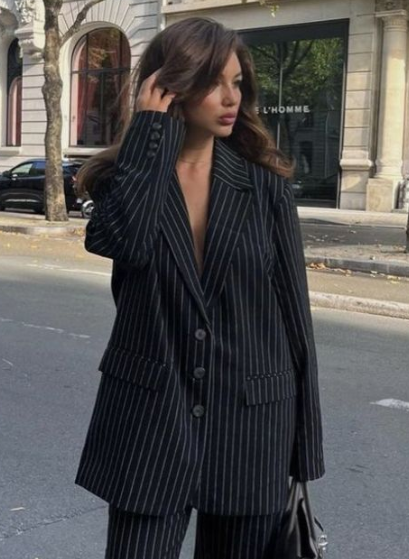 NAKD - Premium - striped oversized blazer black
