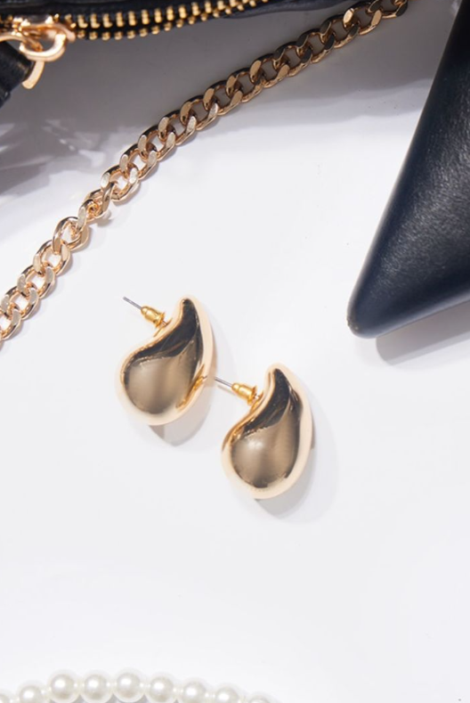 Gold Tear Drop Mini Statement Earrings