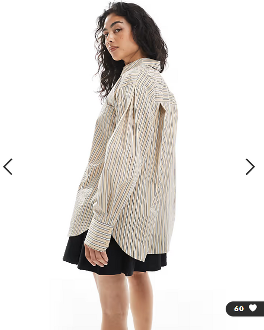 ASOS DESIGN oversized shirt in stone stripe