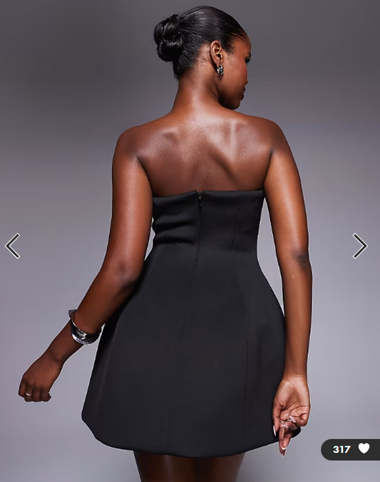 ASOS DESIGN Premium bandeau sculpted mini dress with gold trim in black
