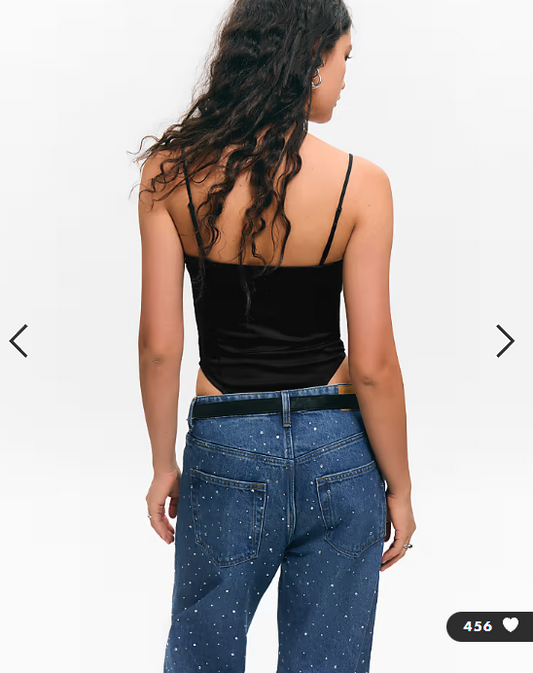 Monki tailored stretch strappy bodysuit in black