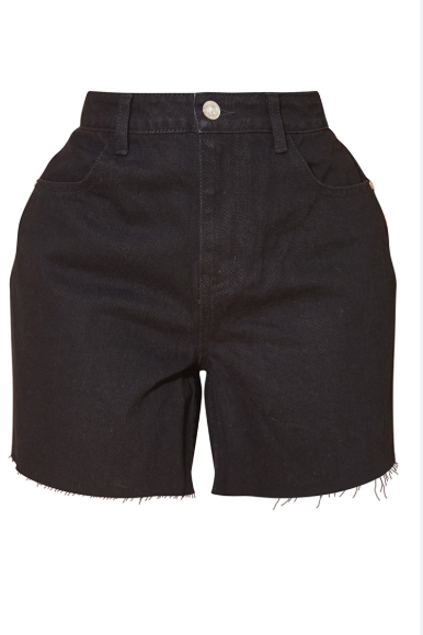 Washed Black Recycled girlfriend Denim Shorts