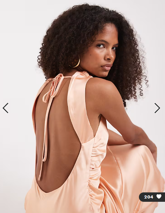 Pretty Lavish Everlee satin cowl maxi dress in apricot