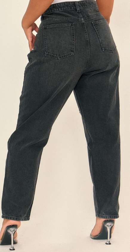 Plt - Plus Washed Black Distressed Mom Jeans