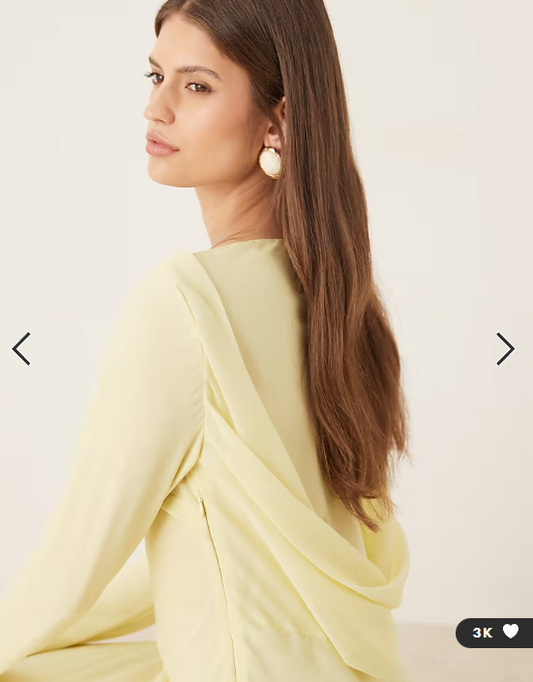 ASOS DESIGN chiffon maxi dress with cowl neck back detail in light yellow