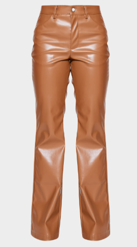Stone Faux Leather Flared Trousers