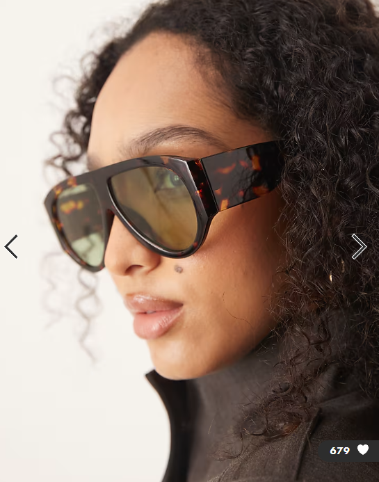 ASOS DESIGN wide temple aviator sunglasses in tort with green lenses