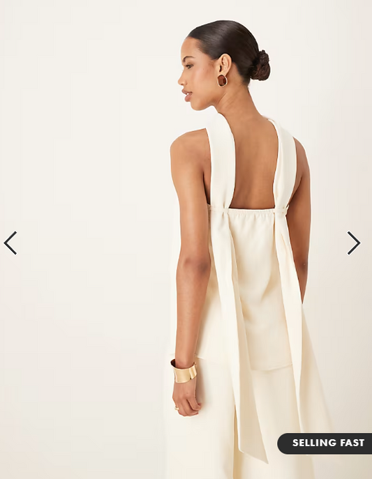 ASOS DESIGN tailored bandeau top with scarf detail co-ord in buttermilk