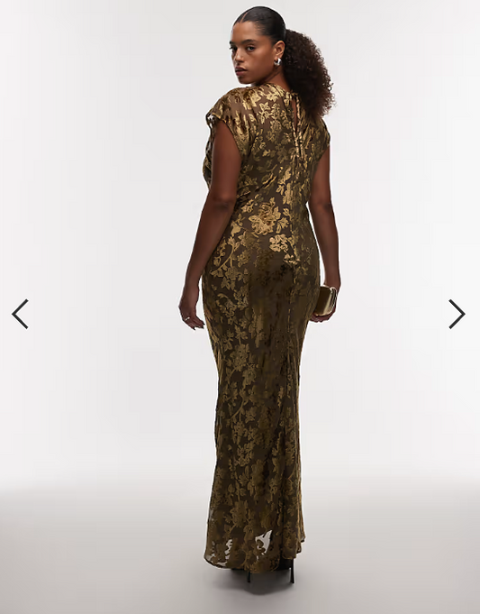ASOS DESIGN Curve velvet devore crew neck sleeveless maxi with tie back in mocha