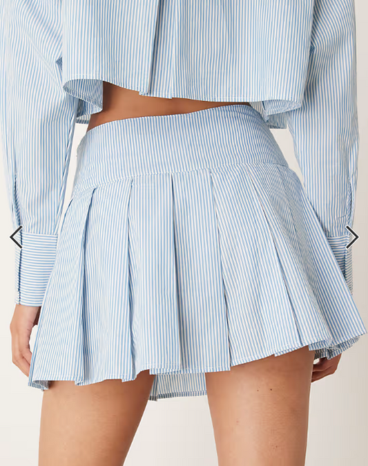 ASOS DESIGN tennis skirt co-ord in blue & white stripe