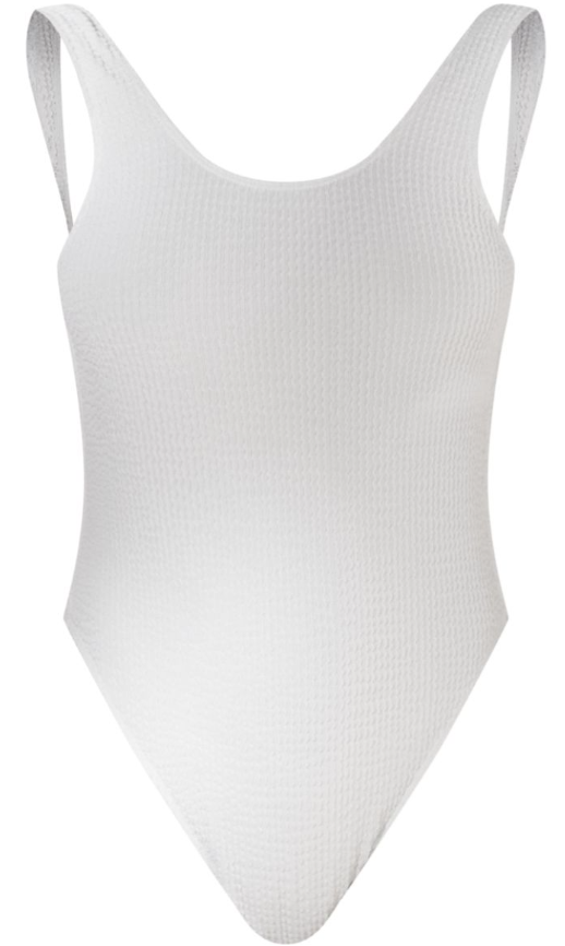 White Crinkle Low Scoop Back Swimsuit