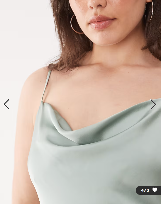 VILA Curve satin cowl neck cami maxi dress in milieu green