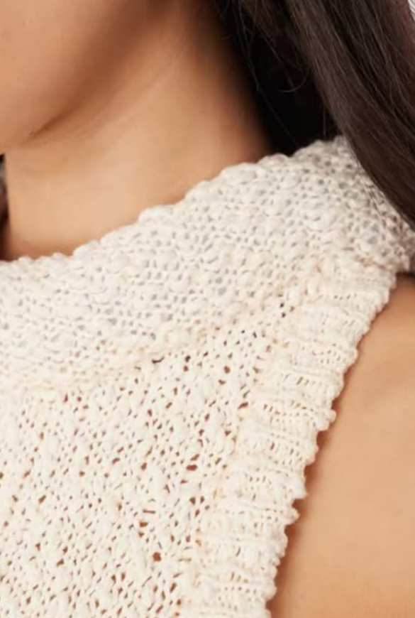 ARRANGE boucle open knit racer maxi dress in off white