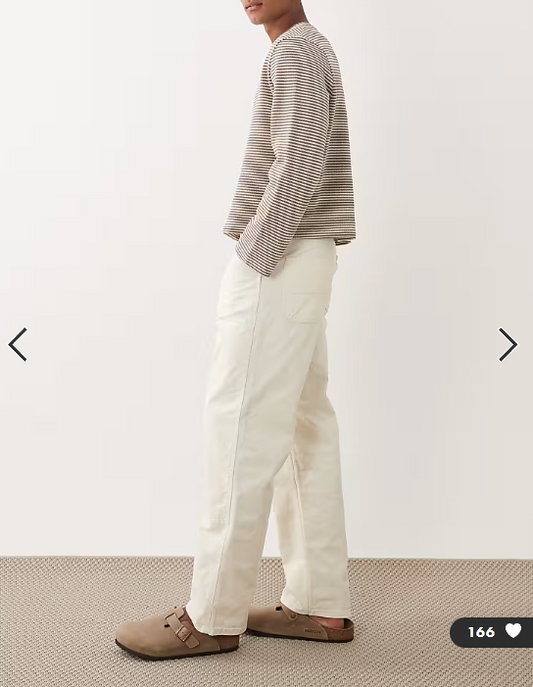 Jack & Jones Alex baggy carpenter trouser in cream