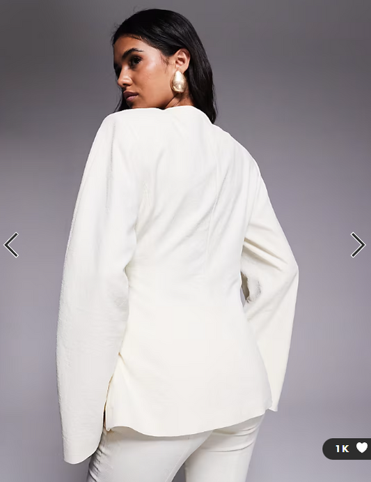 ASOS DESIGN tailored double tie side blazer co-ord in buttermilk
