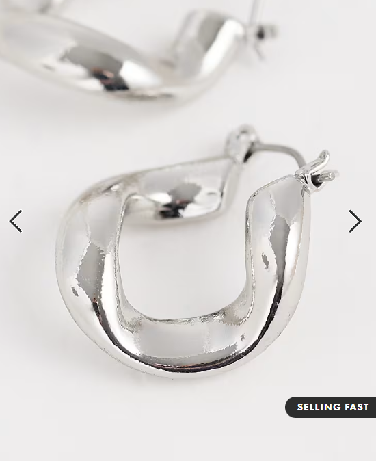 ASOS DESIGN small hoops with twisted design in silver tone
