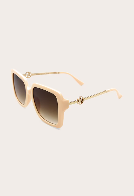 Cream Branded Oversized Square Sunglasses