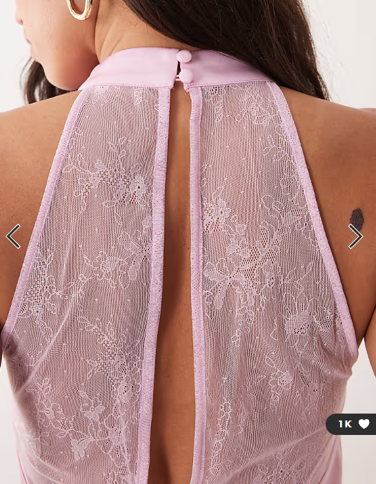 Kaiia exclusive satin high cowl neck lace back detail maxi dress in baby pink