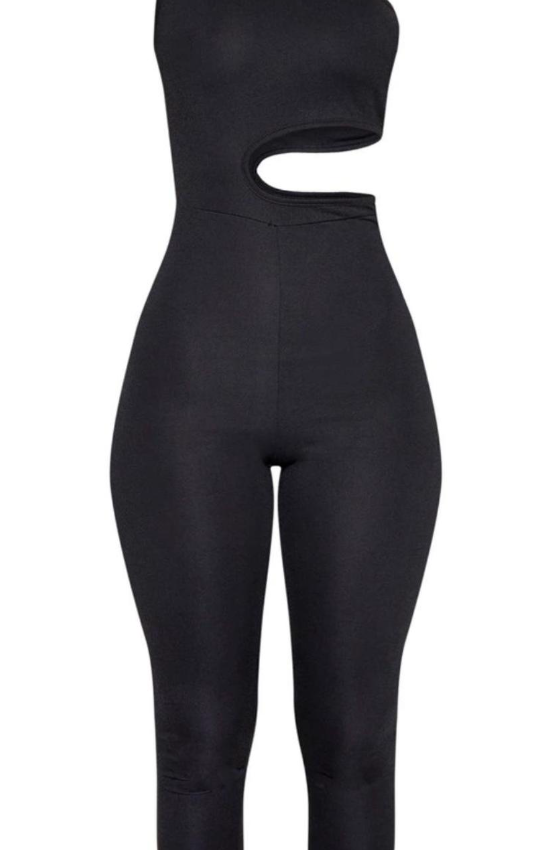 Black one shoulder cut out jumpsuit