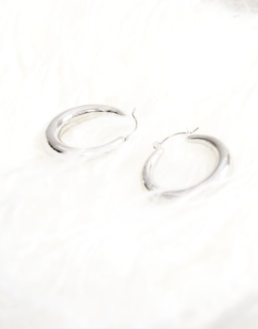 Silver Hoop Circular Earrings