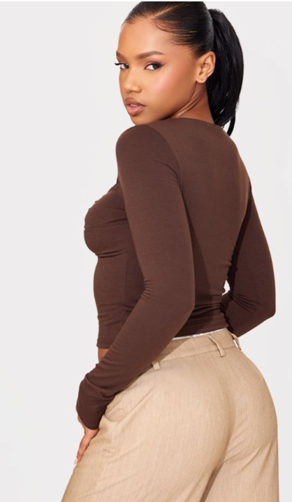Plt - Chesnut Contour Jersey Cut Out Detail Long Sleeve Top