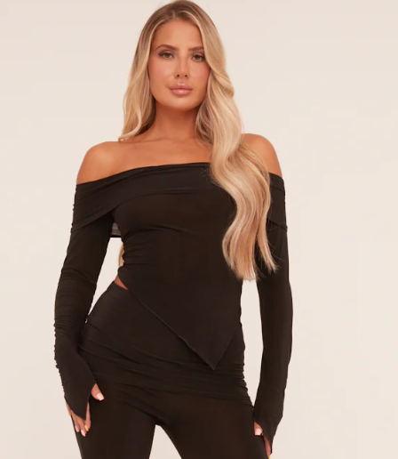 Black Bardot Long Sleeve Top