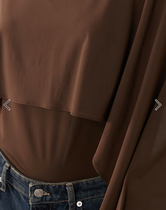 Mango round neck short sleeve top with cape detail in brown