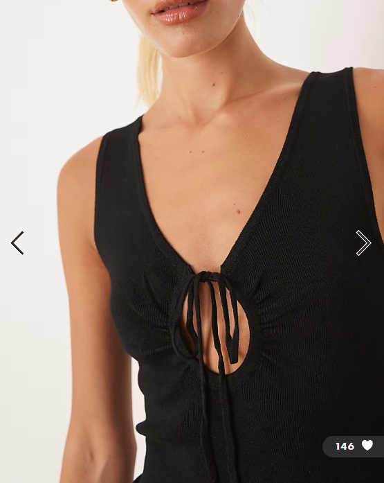 Mango compact knit midi tea dress with tie detail in black