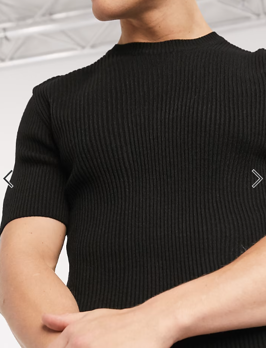 ASOS DESIGN knitted muscle fit ribbed t-shirt in black