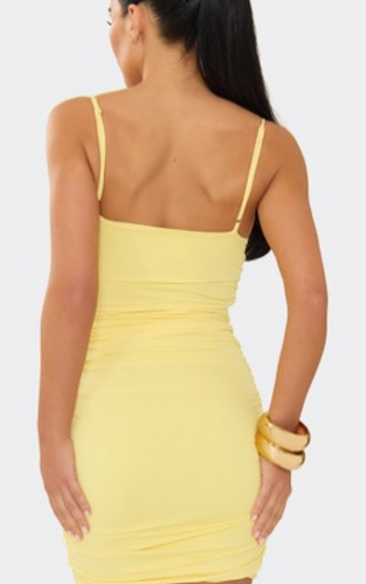 Ego - strappy sculpt mini dress in yellow