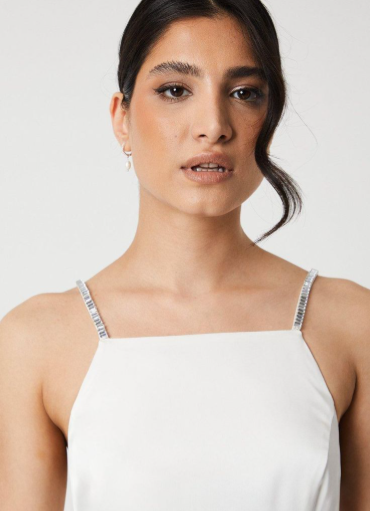 Diamonte Strap Apron Neckline Wedding Dress