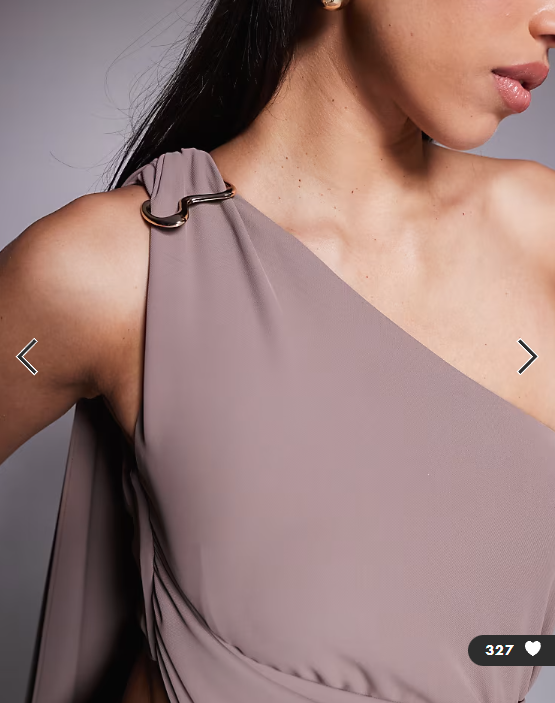 ASOS DESIGN asymmetric one shoulder crepe maxi dress with gold trim detail in mocha