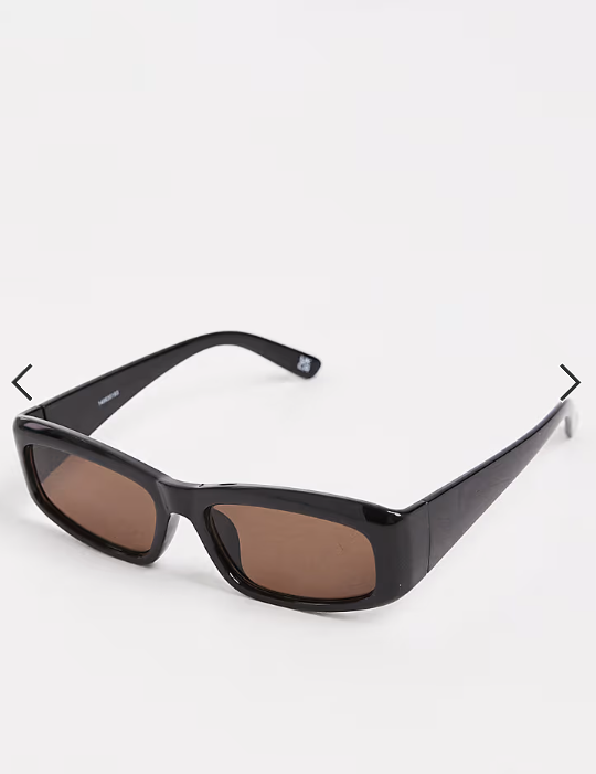ASOS DESIGN rectangle sunglasses with brown lens and black frame