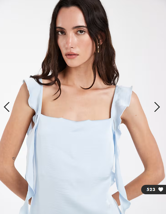 Vero Moda satin cowl neck maxi dress with draping frill detail in airy blue