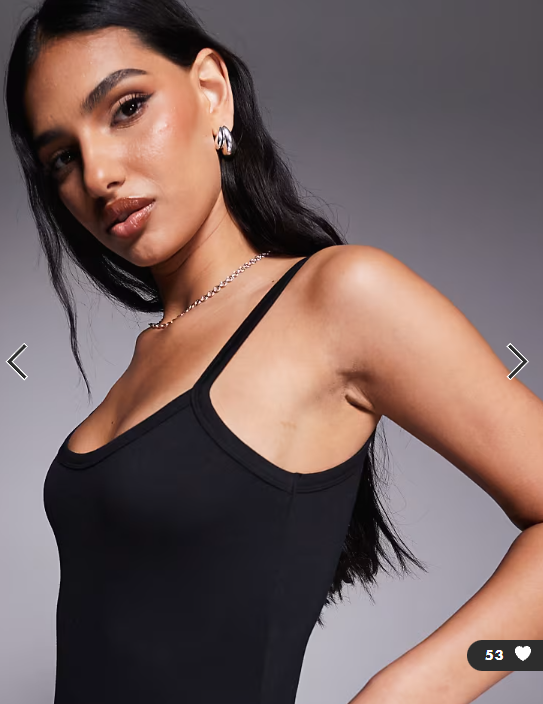 Kaiia exclusive scoop neck strappy cami bodysuit co-ord in black