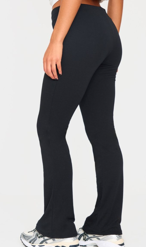 Black Double Contour Jersey Flared Trousers