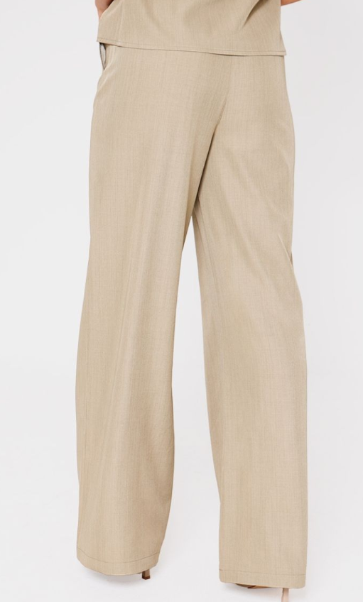 Plt - Stone Woven Straight Leg Trousers