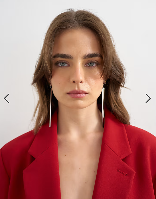 Topshop Cora asymmetric drop stud earrings in silver tone