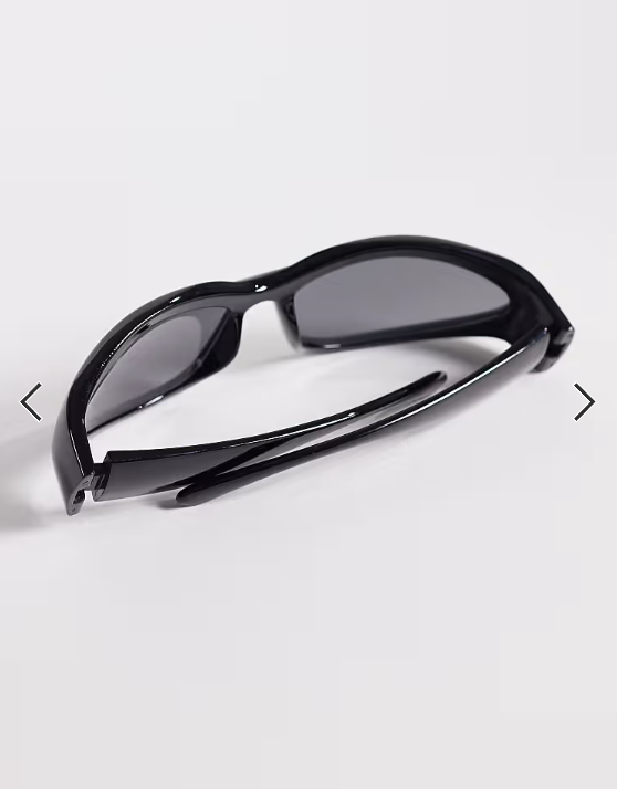 ASOS DESIGN wrap sunglasses in black with smoke lens
