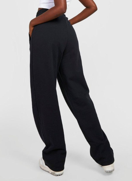 Boohoo Piping Detail Slouchy Wide Leg Jogger - black
