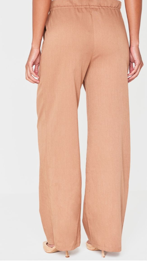 Plt - Brown Woven Drawstring Waistband Straight Leg Trousers