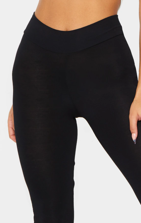 Basic Black High Waisted Jersey Leggings