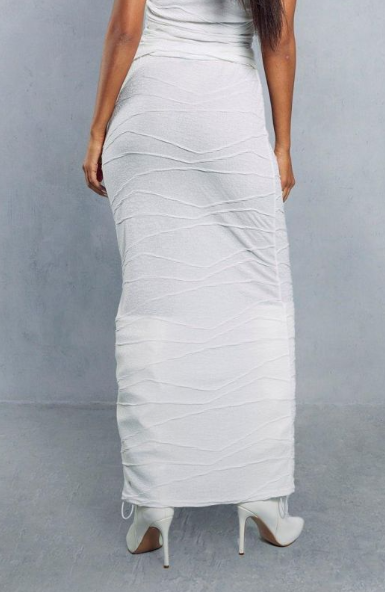 Sheer Crinkle Detail Maxi Skirt