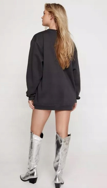 Nasty Gal -Emmy Lupin Yee Hawliday Oversized Sweatshirt Charcoal