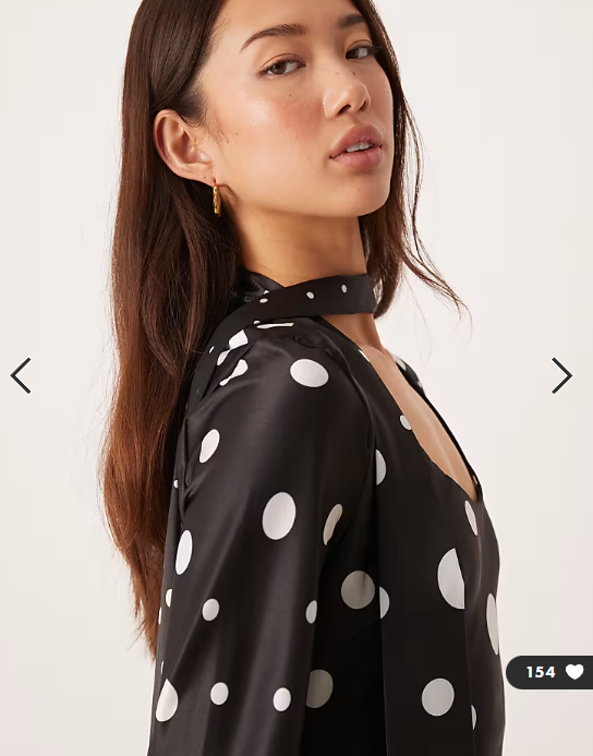 ASOS DESIGN v neck scarf detail long sleeve maxi dress in black spot print