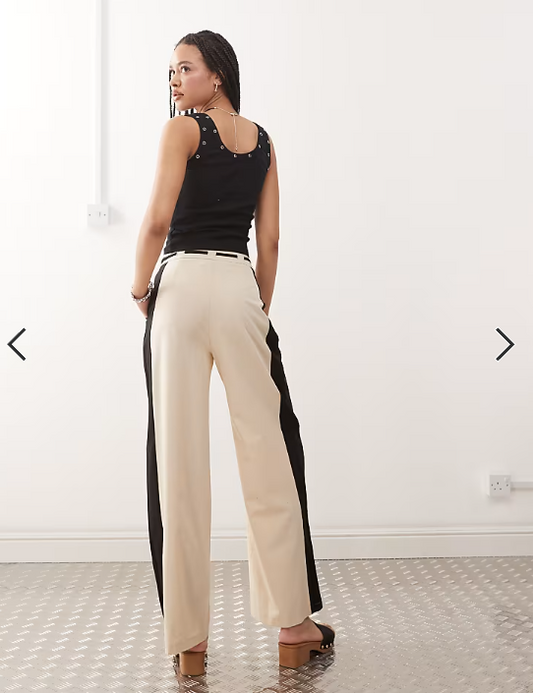 Reclaimed Vintage linen blend trouser with side stripe detail