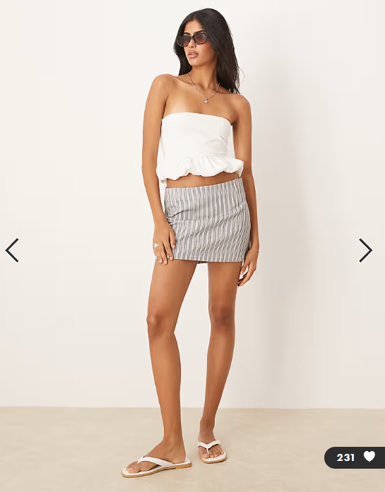 ASOS DESIGN cotton ruched bandeau top with bubble hem in ivory