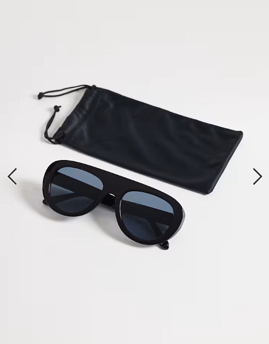 ASOS DESIGN round aviator sunglasses in black