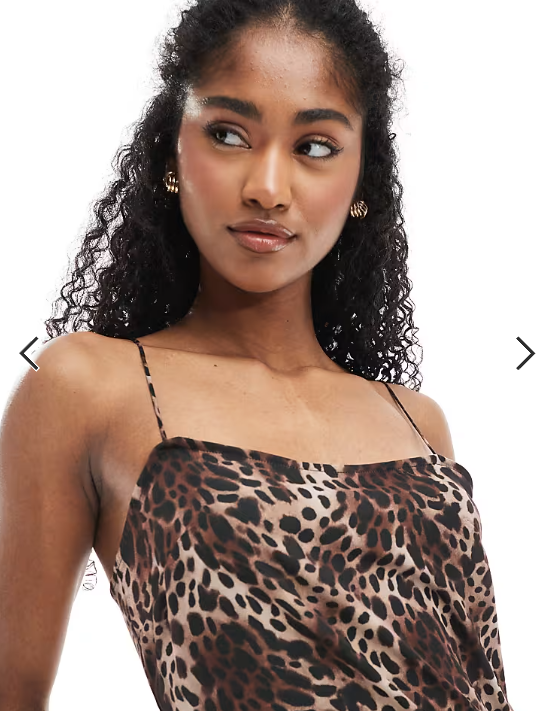 Monki satin midaxi slip dress in leopard print exclusive to ASOS