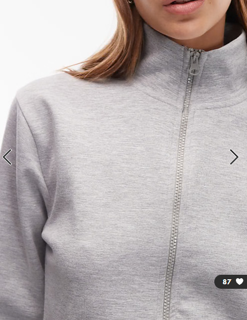 ASOS DESIGN interlock co-ord zip through high neck sweatshirt in grey marl